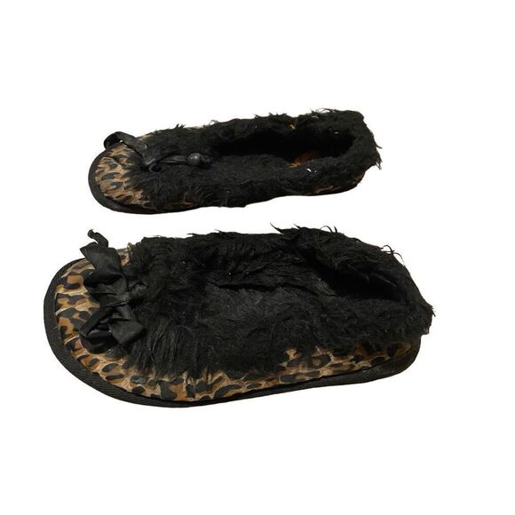 Rocket Dog Leopard Print Moccasin Slippers House Shoes Hard Bottom Faux Fur Fuzz - Picture 2 of 9